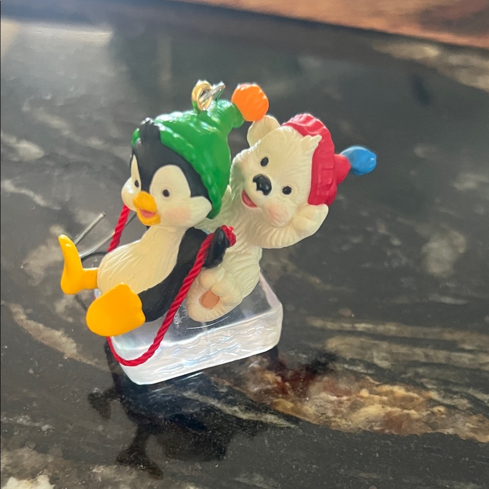 Hallmark Penguin and Polar Bear Ornament - Green, Red, Blue, Yellow